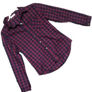 1986 Blue & Red Plaid Button Down Shirt